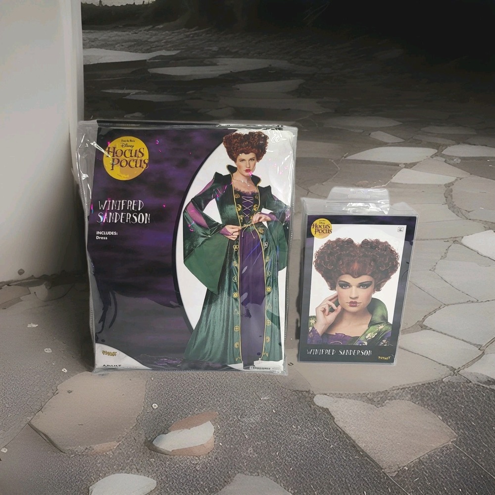 Spirit Halloween Hocus Pocus Winifred Sanderson Dress Size XL plus Wig